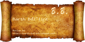 Barth Bálint névjegykártya