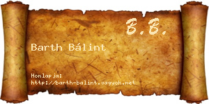 Barth Bálint névjegykártya
